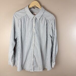 Isabel Maternity Striped Button Up Shirt Womens XL Blue White Cotton Top